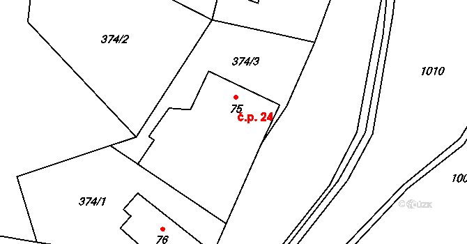Herbortice 24, Cotkytle na parcele st. 75 v KÚ Herbortice, Katastrální mapa