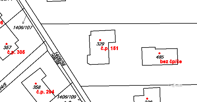 Lukavice 151 na parcele st. 329 v KÚ Lukavice v Čechách, Katastrální mapa