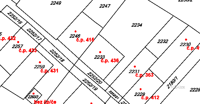 Rapotín 436 na parcele st. 2233 v KÚ Rapotín, Katastrální mapa