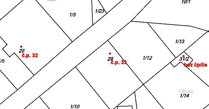 Jenišovice 33, Býkev na parcele st. 29 v KÚ Jenišovice u Mělníka, Katastrální mapa