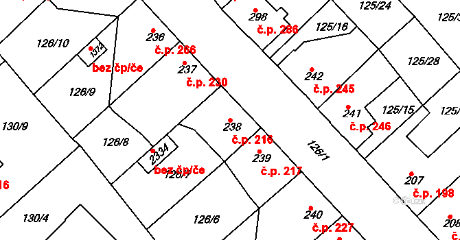Lobeček 216, Kralupy nad Vltavou na parcele st. 238 v KÚ Lobeček, Katastrální mapa