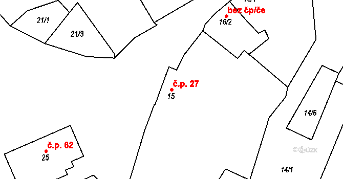 Holkovice 27, Chanovice na parcele st. 15 v KÚ Holkovice, Katastrální mapa