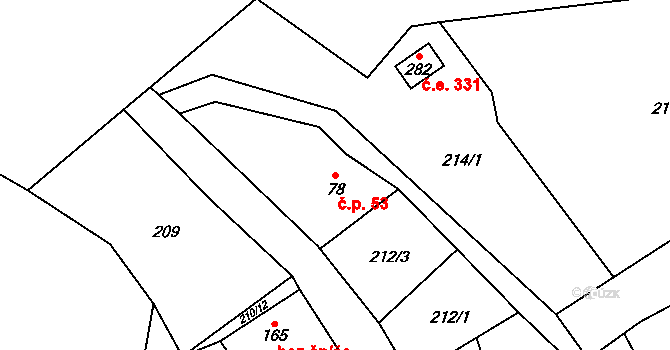 Česká Čermná 53 na parcele st. 78 v KÚ Česká Čermná, Katastrální mapa