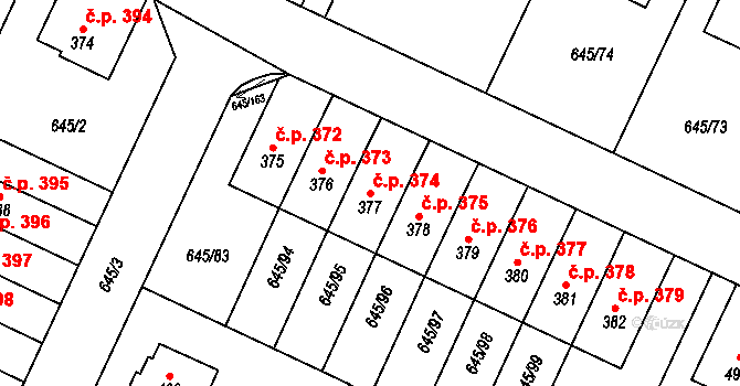 Krčín 374, Nové Město nad Metují na parcele st. 377 v KÚ Krčín, Katastrální mapa