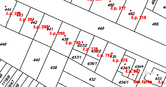 Soběšice 776, Brno na parcele st. 437/2 v KÚ Soběšice, Katastrální mapa