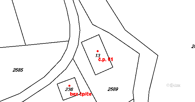 Horní Lipka 61, Králíky na parcele st. 13 v KÚ Horní Lipka, Katastrální mapa