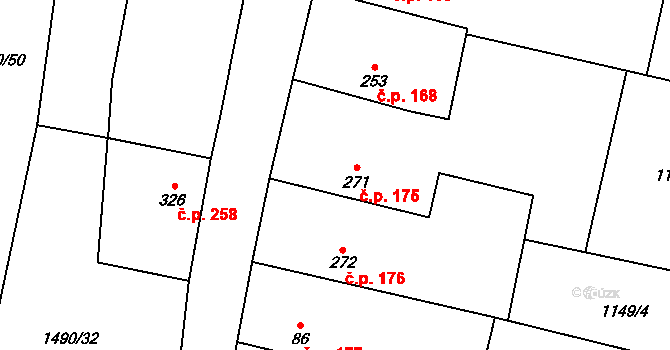Kolešovice 175 na parcele st. 271 v KÚ Kolešovice, Katastrální mapa