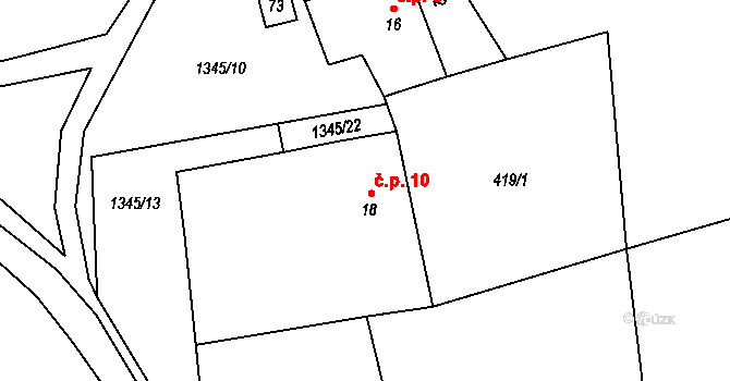 Zdíky 10, Bujanov na parcele st. 18 v KÚ Zdíky, Katastrální mapa