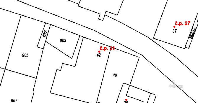 Blažim 31 na parcele st. 42 v KÚ Blažim, Katastrální mapa