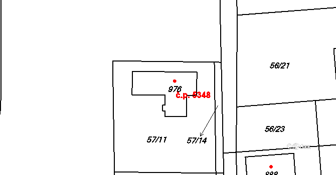 Kokonín 5348, Jablonec nad Nisou na parcele st. 976 v KÚ Kokonín, Katastrální mapa
