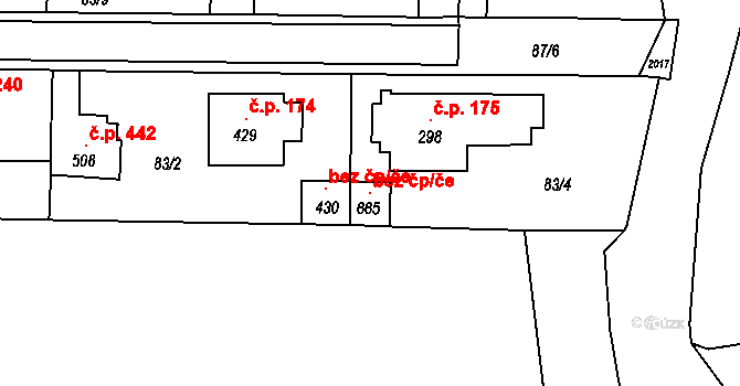 Hrochův Týnec 96637471 na parcele st. 665 v KÚ Hrochův Týnec, Katastrální mapa