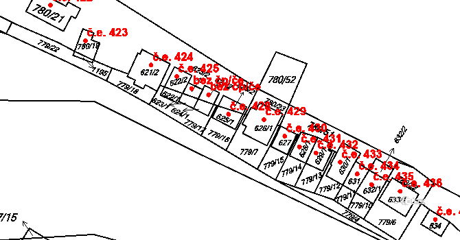 Šťáhlavy 428 na parcele st. 625/1 v KÚ Šťáhlavy, Katastrální mapa