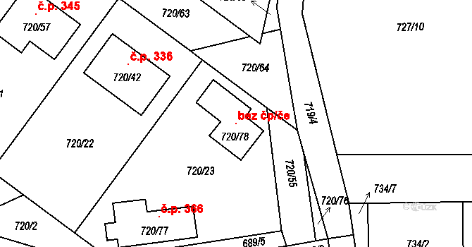 Semice 366 na parcele st. 720/78 v KÚ Semice nad Labem, Katastrální mapa