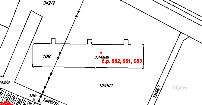 Dobruška 951,952,953 na parcele st. 1246/6 v KÚ Dobruška, Katastrální mapa