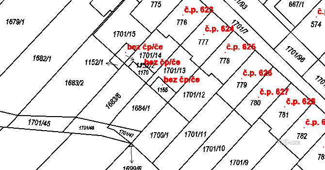 Boršice 99817471 na parcele st. 1155 v KÚ Boršice u Buchlovic, Katastrální mapa