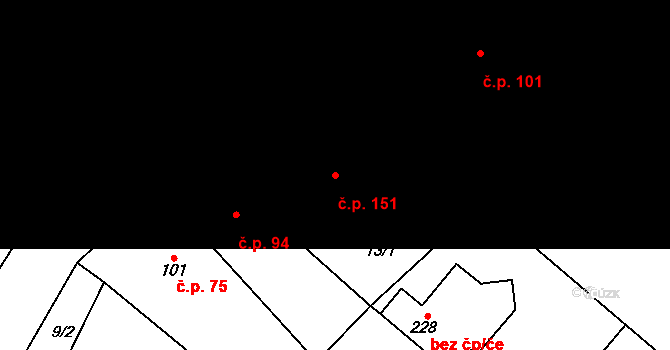 Ludslavice 151 na parcele st. 201 v KÚ Ludslavice, Katastrální mapa