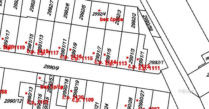 Holešov 1113 na parcele st. 2991/5 v KÚ Holešov, Katastrální mapa