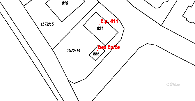 Štoky 105172472 na parcele st. 886 v KÚ Štoky, Katastrální mapa
