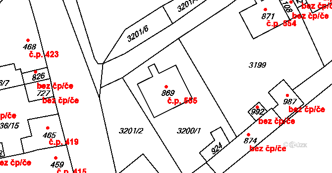 Teplá 555 na parcele st. 869 v KÚ Teplá, Katastrální mapa