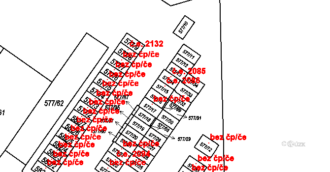 Dolní Rychnov 2086 na parcele st. 577/15 v KÚ Dolní Rychnov, Katastrální mapa