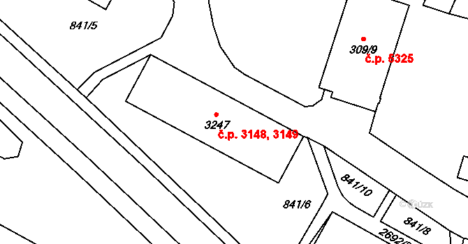 Jablonec nad Nisou 3148,3149 na parcele st. 3247 v KÚ Jablonec nad Nisou, Katastrální mapa
