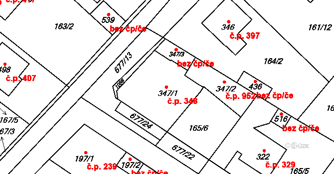 Líbeznice 348 na parcele st. 347/1 v KÚ Líbeznice, Katastrální mapa