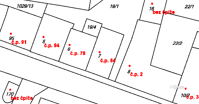 Černuc 54 na parcele st. 7 v KÚ Černuc, Katastrální mapa