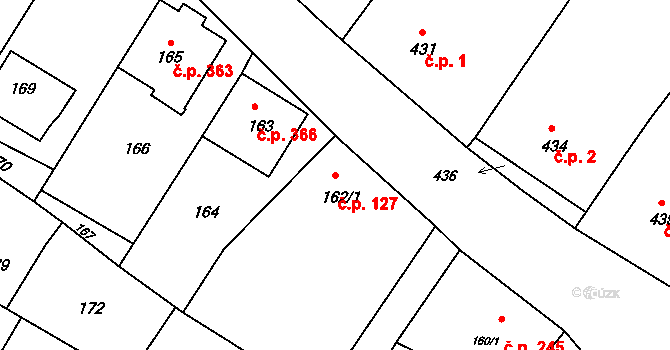 Domanín 127 na parcele st. 162/1 v KÚ Domanín, Katastrální mapa