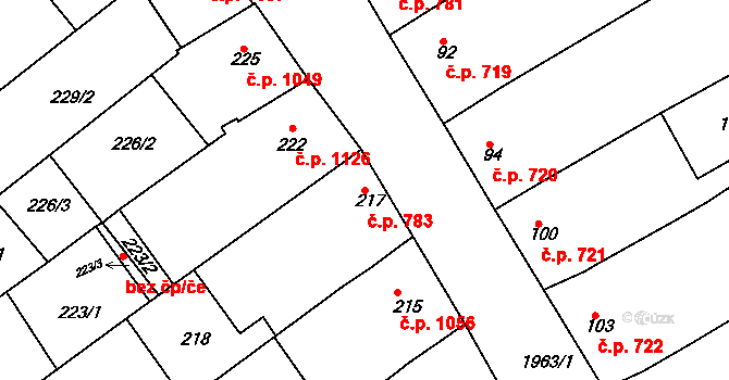 Mistřín 783, Svatobořice-Mistřín na parcele st. 217 v KÚ Mistřín, Katastrální mapa