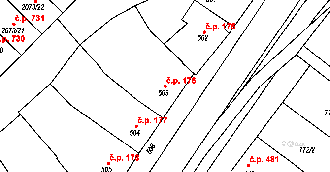Šardice 176 na parcele st. 503 v KÚ Šardice, Katastrální mapa