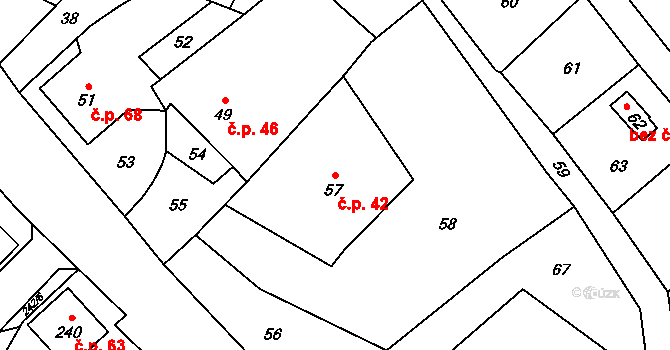 Edrovice 42, Rýmařov na parcele st. 57 v KÚ Edrovice, Katastrální mapa