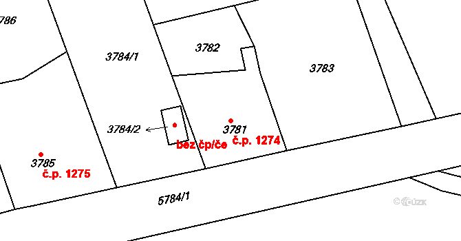 Pod Bezručovým vrchem 1274, Krnov na parcele st. 3781 v KÚ Krnov-Horní Předměstí, Katastrální mapa