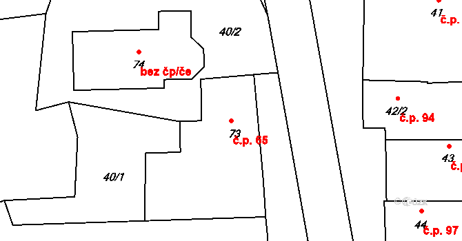 Čechtice 65 na parcele st. 73 v KÚ Čechtice, Katastrální mapa