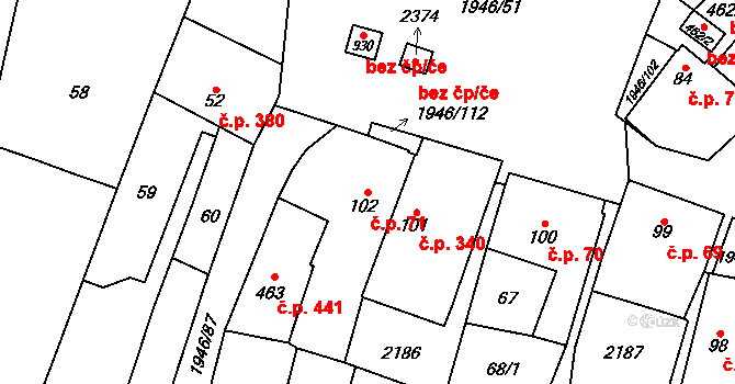 Třebechovice pod Orebem 71 na parcele st. 102 v KÚ Třebechovice pod Orebem, Katastrální mapa