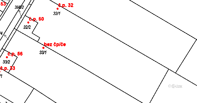 Dlažkovice 32 na parcele st. 32/1 v KÚ Dlažkovice, Katastrální mapa
