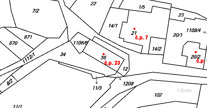 Sukorady 23, Snědovice na parcele st. 35 v KÚ Sukorady, Katastrální mapa