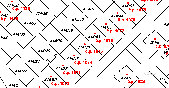 Poruba 1075, Orlová na parcele st. 414/40 v KÚ Poruba u Orlové, Katastrální mapa