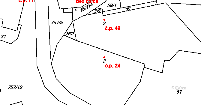 Litochovice 24 na parcele st. 3 v KÚ Litochovice u Volyně, Katastrální mapa