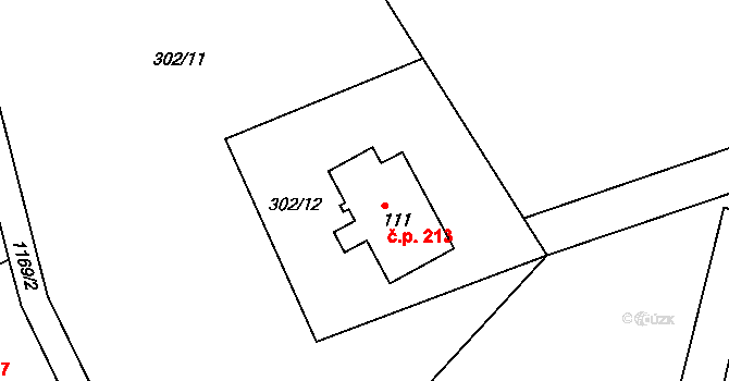 Cínovec 213, Dubí na parcele st. 111 v KÚ Cínovec, Katastrální mapa