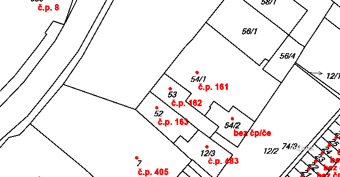 Sobědruhy 162, Teplice na parcele st. 53 v KÚ Sobědruhy, Katastrální mapa