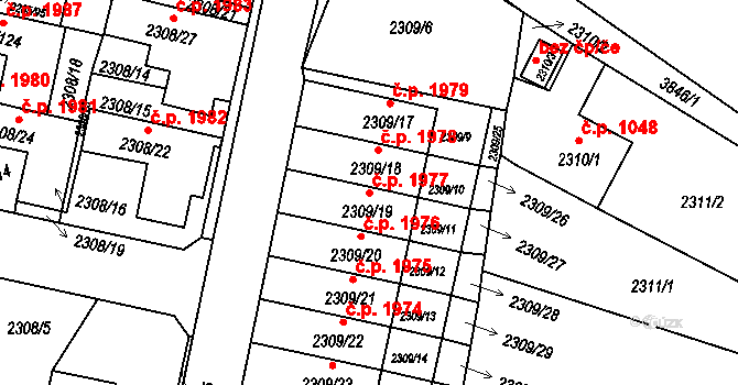 Turnov 1977 na parcele st. 2309/19 v KÚ Turnov, Katastrální mapa