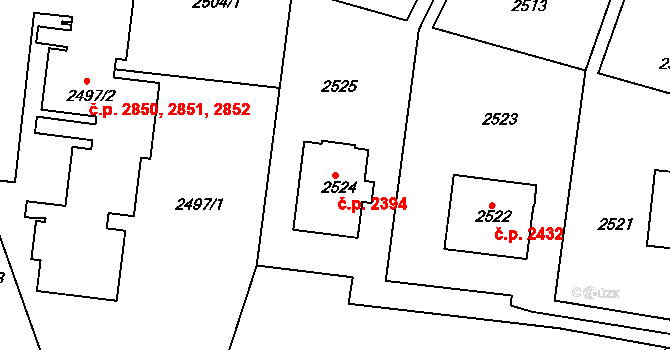 Smíchov 2394, Praha na parcele st. 2524 v KÚ Smíchov, Katastrální mapa