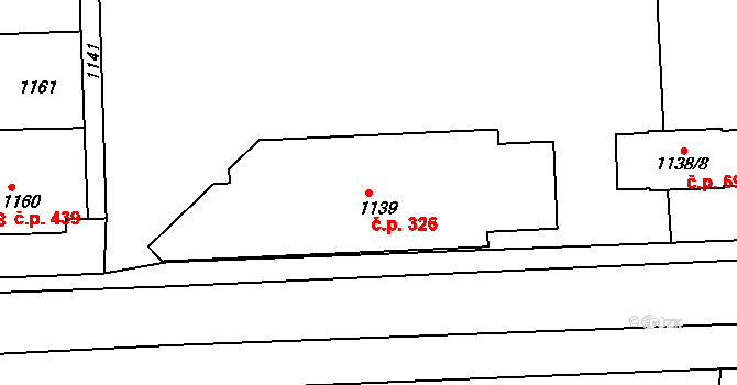 Příbram II 326, Příbram na parcele st. 1139 v KÚ Příbram, Katastrální mapa