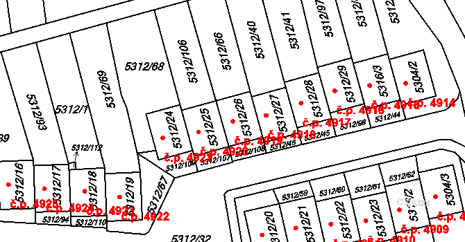 Chomutov 4919 na parcele st. 5312/26 v KÚ Chomutov I, Katastrální mapa