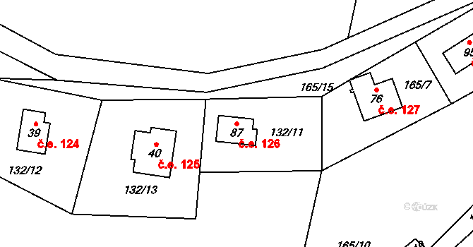 Chotětín 126, Zbiroh na parcele st. 87 v KÚ Chotětín, Katastrální mapa
