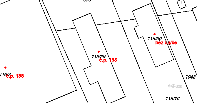 Dlouhá Ves 193, Rychnov nad Kněžnou na parcele st. 116/29 v KÚ Dlouhá Ves u Rychnova nad Kněžnou, Katastrální mapa
