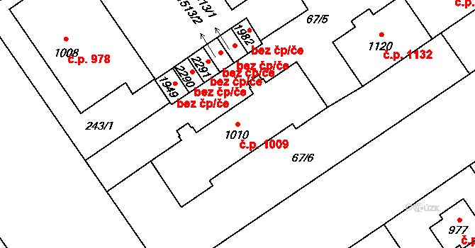 Mariánské Hory 1009, Ostrava na parcele st. 1010 v KÚ Mariánské Hory, Katastrální mapa