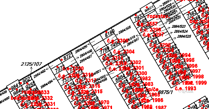 Hodonín 2310 na parcele st. 9532 v KÚ Hodonín, Katastrální mapa