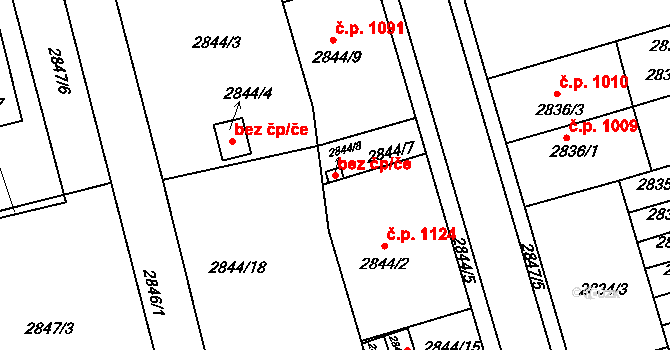 Holešov 41066472 na parcele st. 2844/8 v KÚ Holešov, Katastrální mapa