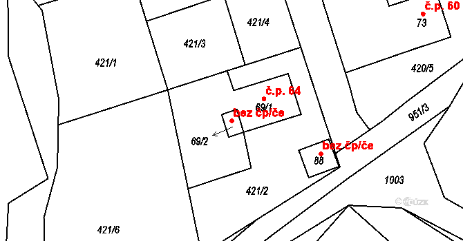 Moravský Beroun 42895472 na parcele st. 69/2 v KÚ Sedm Dvorů, Katastrální mapa